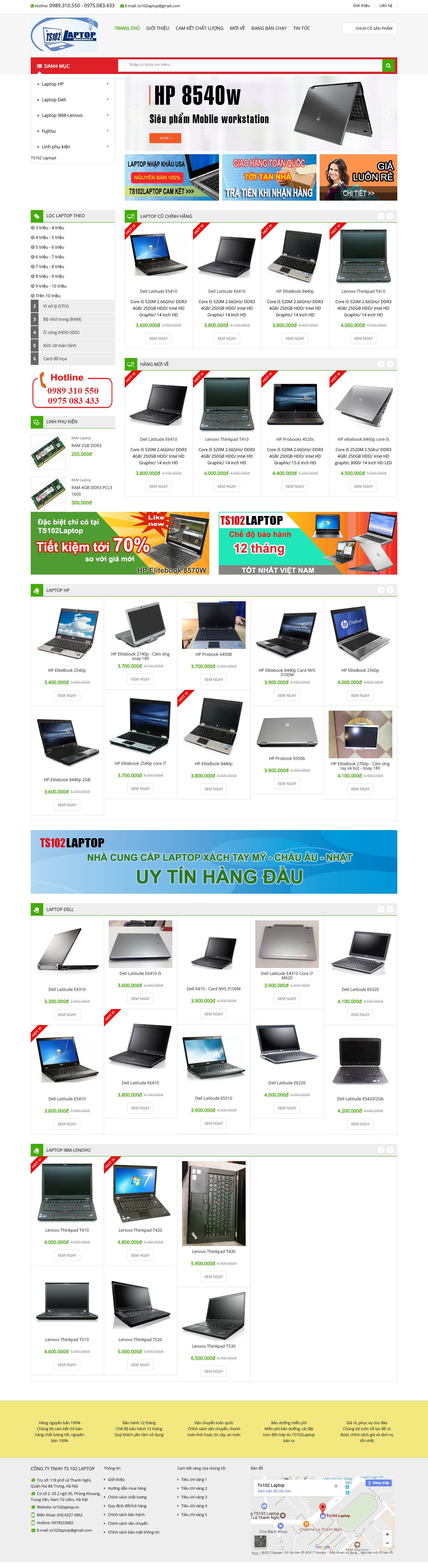 Thiết kế Web bán máy tính laptop ts102laptop.vn